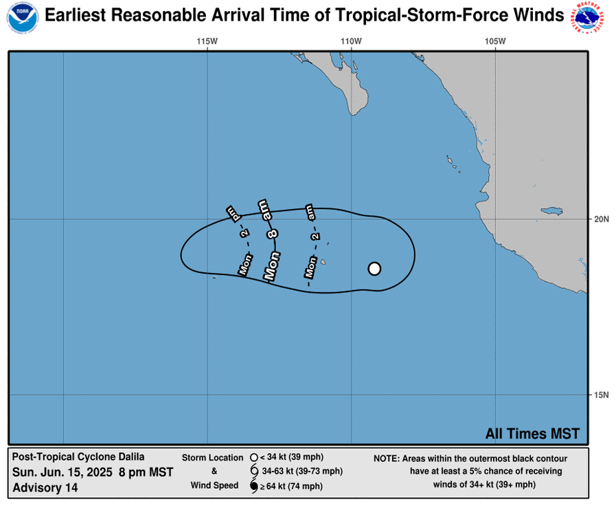 Earliest Reasonable Time of Arrival of 34-knot winds