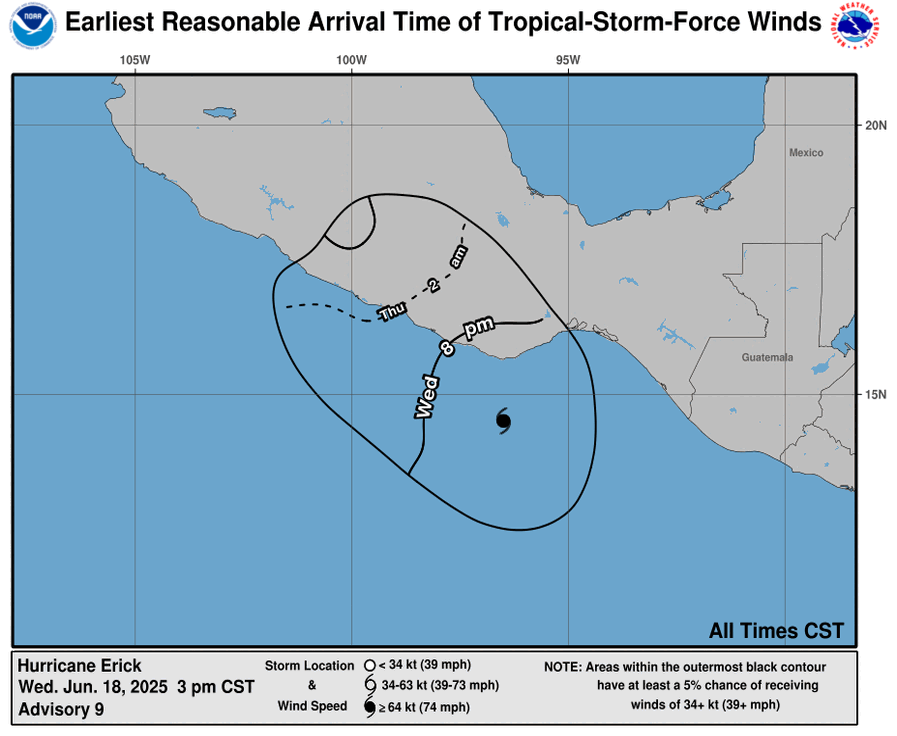 Earliest Reasonable Time of Arrival of 34-knot winds