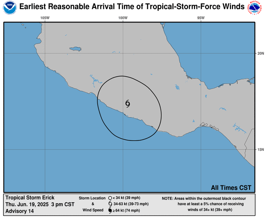 Earliest Reasonable Time of Arrival of 34-knot winds