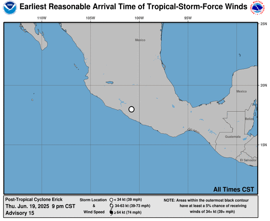 Earliest Reasonable Time of Arrival of 34-knot winds