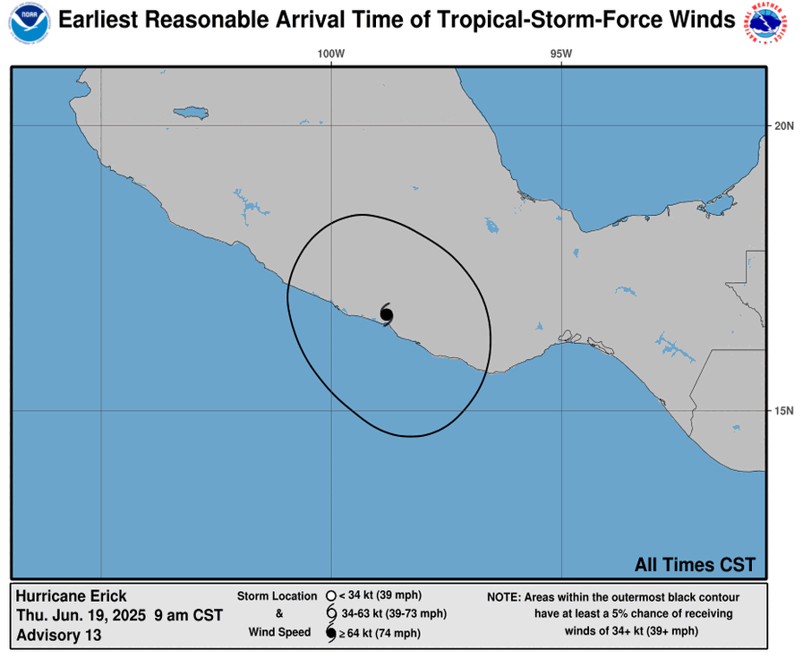 Earliest Reasonable Time of Arrival of 34-knot winds