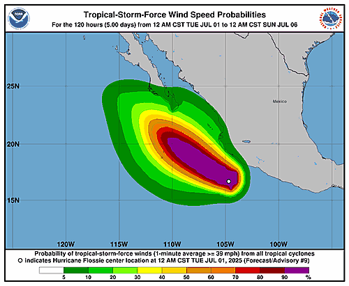 Tropical Storm Flossie 34-Knot Wind Speed Probabilities