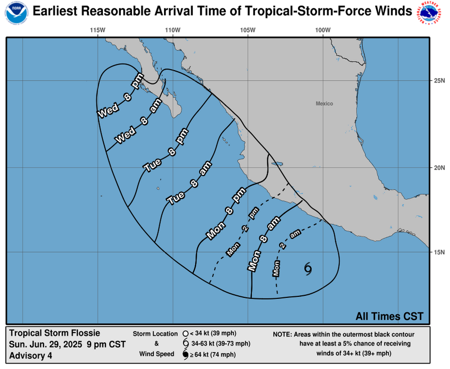 Earliest Reasonable Time of Arrival of 34-knot winds
