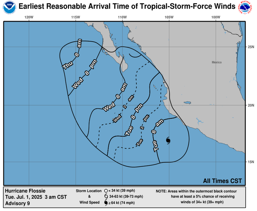 Earliest Reasonable Time of Arrival of 34-knot winds