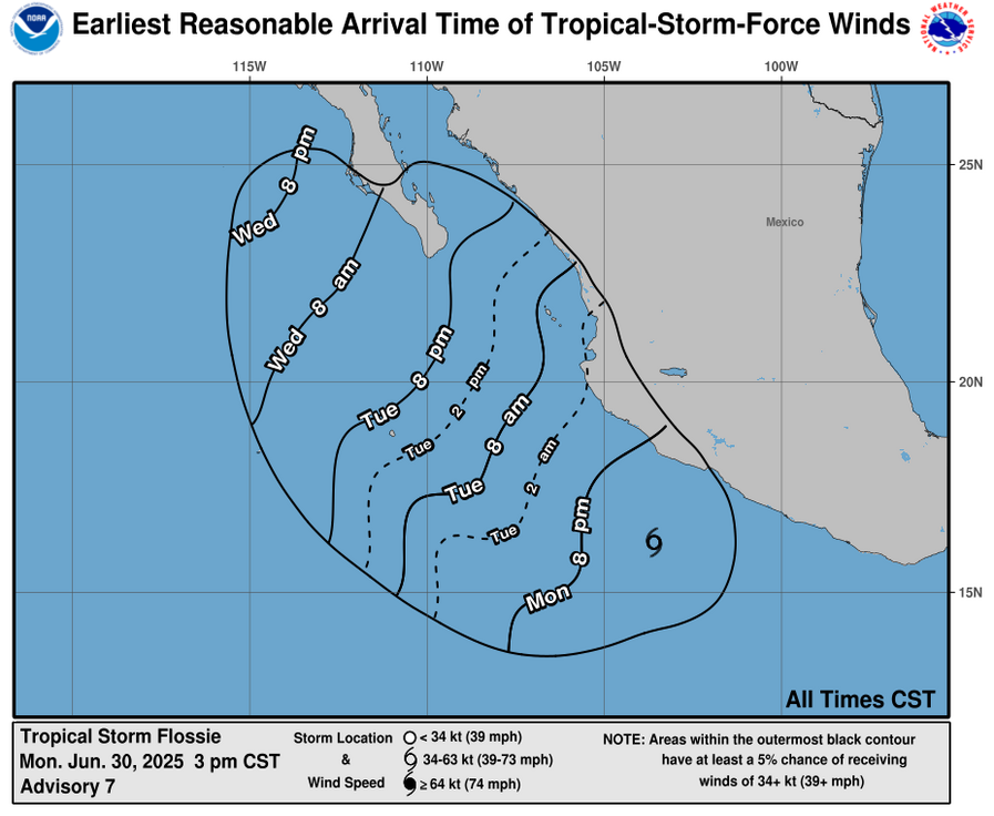 Earliest Reasonable Time of Arrival of 34-knot winds