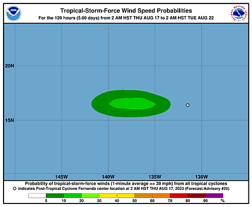 Tropical Storm Fernanda 34-Knot Wind Speed Probabilities