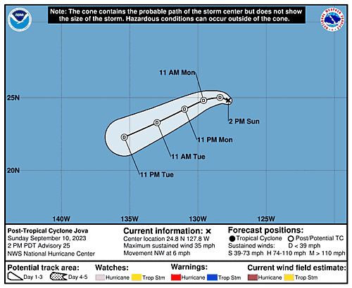 Tropical Storm Jova 5-Day Uncertainty Track Image