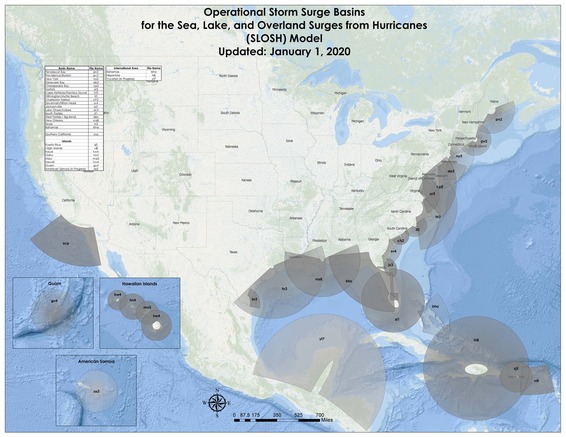 SLOSH model basin coverage