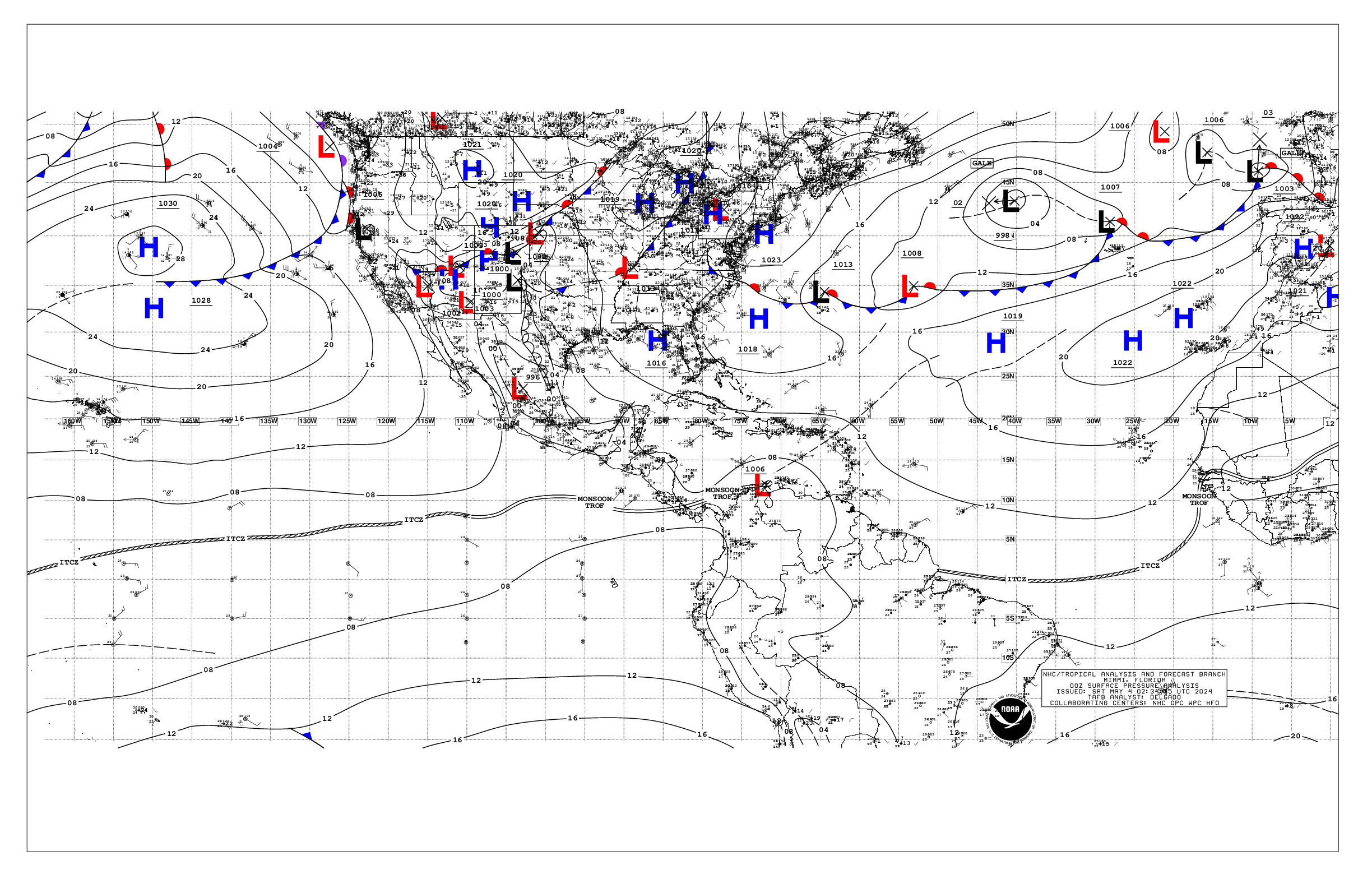 9Z4RG Surface Analysis - Pacific and Atlantic