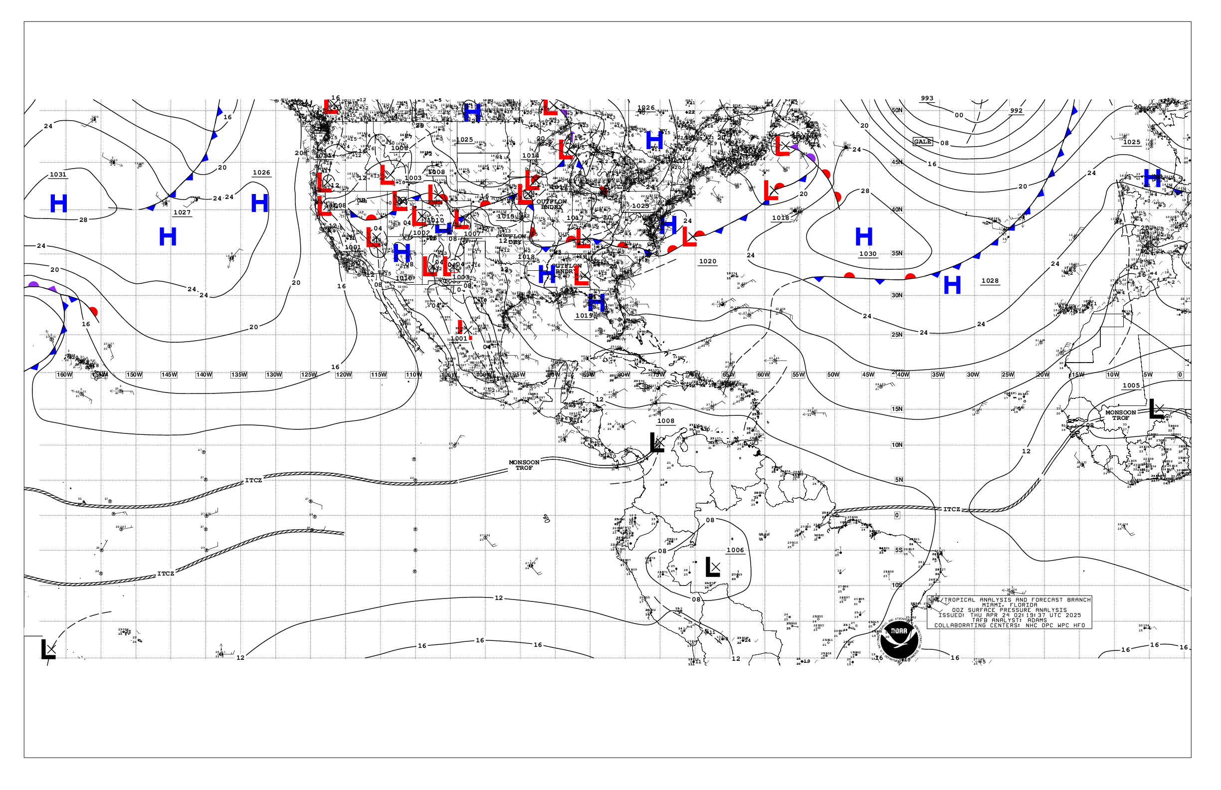 9Z4RG Surface Analysis - Pacific and Atlantic