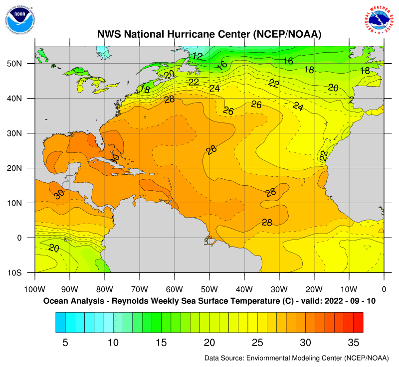 meteo caraibes temperature de surface