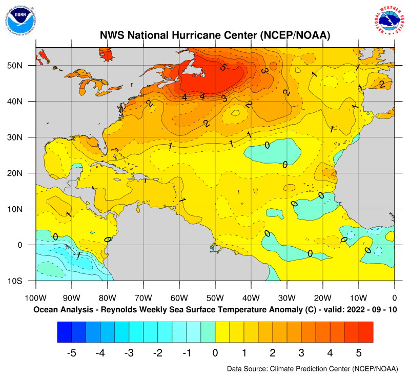 Atlantic Sea Temperature Anomalies Chart