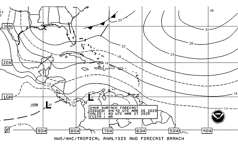 24 Hour NHC Surface Analysis Forecast