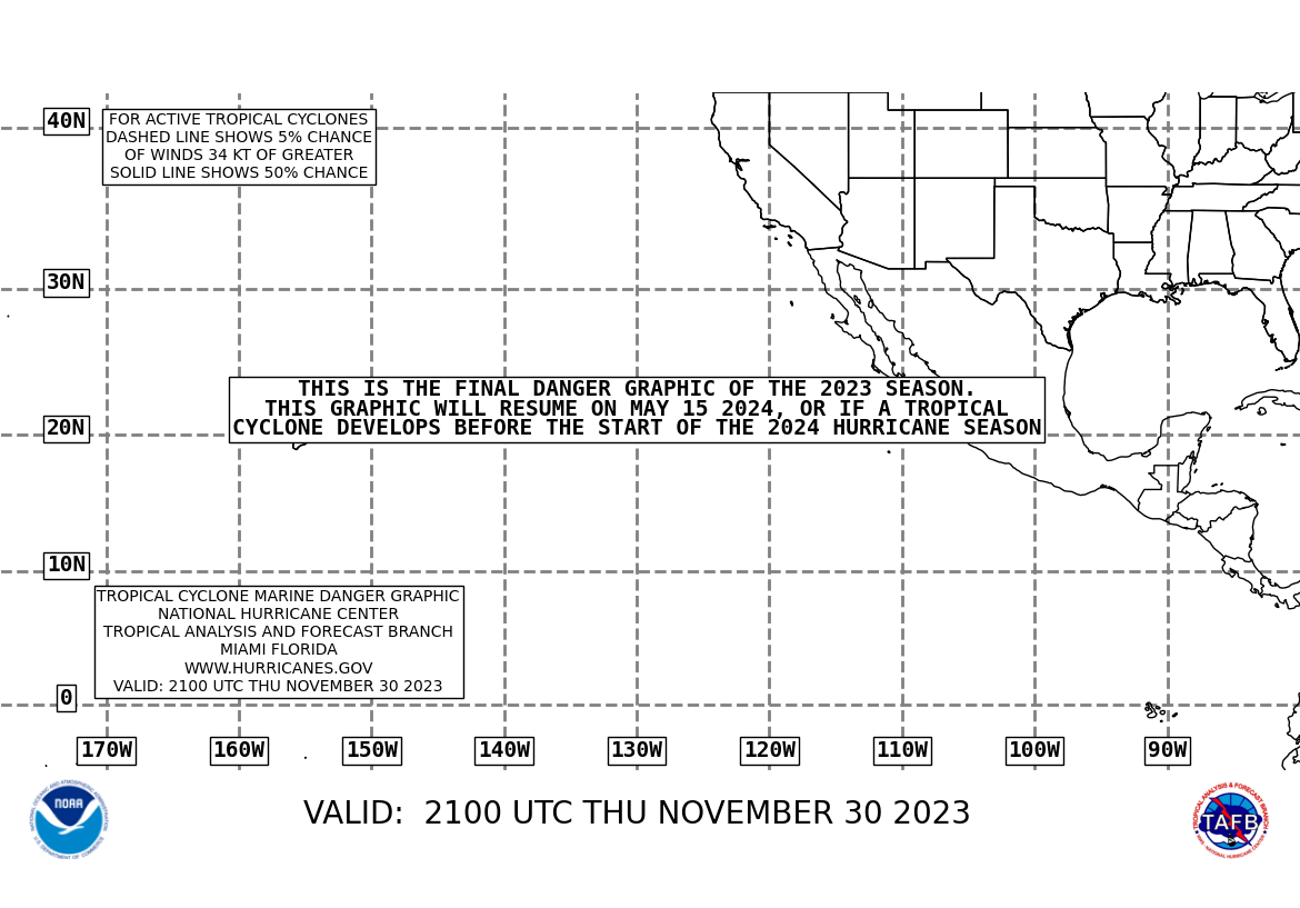 Map of East Pacific with tropical cyclone danger graphic